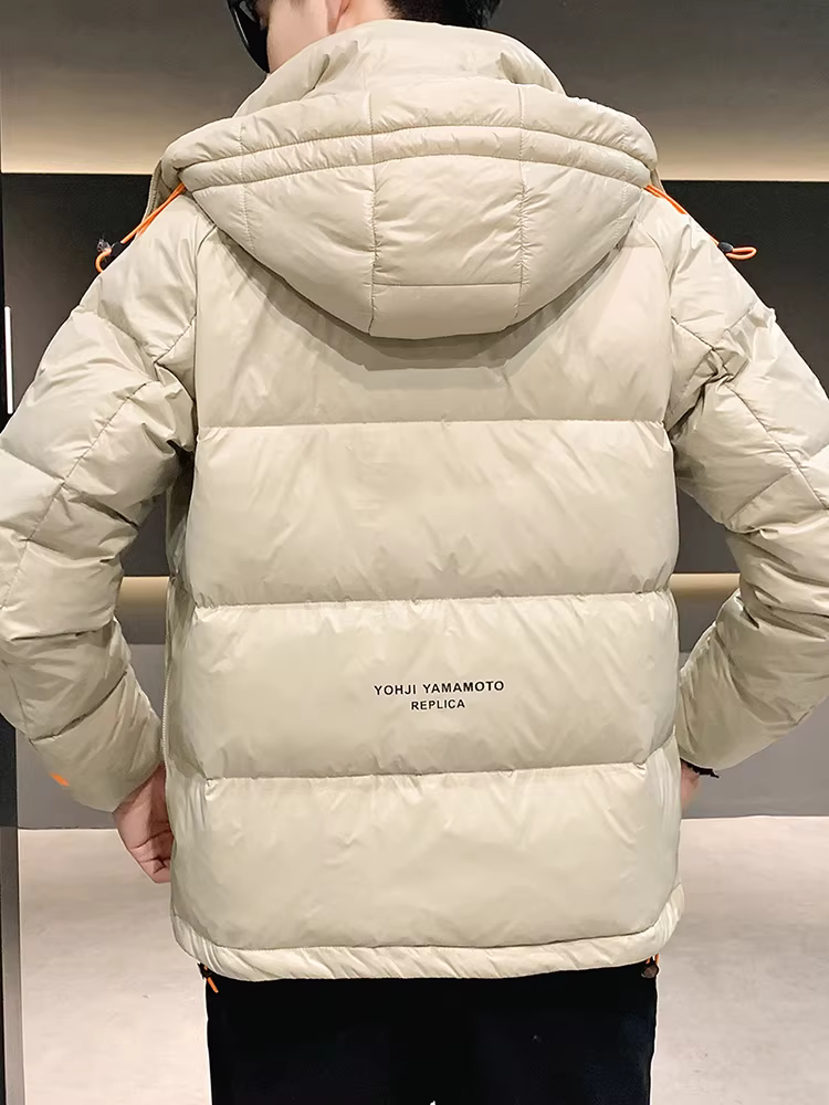 Áo khoác phao dày có mũ dành cho nam, mẫu mới 2024, thương hiệu thời thượng bán chạy, áo khoác mùa đông nhẹ và ấm áp, kiểu dáng thanh lịch và thời trang.