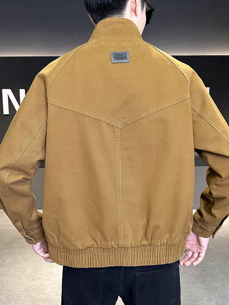 Áo khoác nam kiểu dáng công sở 100% cotton, cổ đứng, thời trang thu đông 2025, kiểu dáng hiện đại, đa năng, cao cấp.