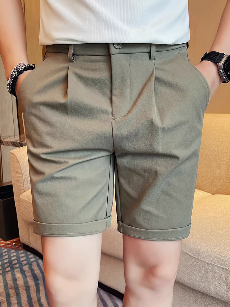 Quần short nam lưng thun bán co giãn, kiểu dáng mỏng mùa hè, cảm giác cao cấp, thoải mái, thoáng khí, thời trang, quần dài năm điểm đa năng.