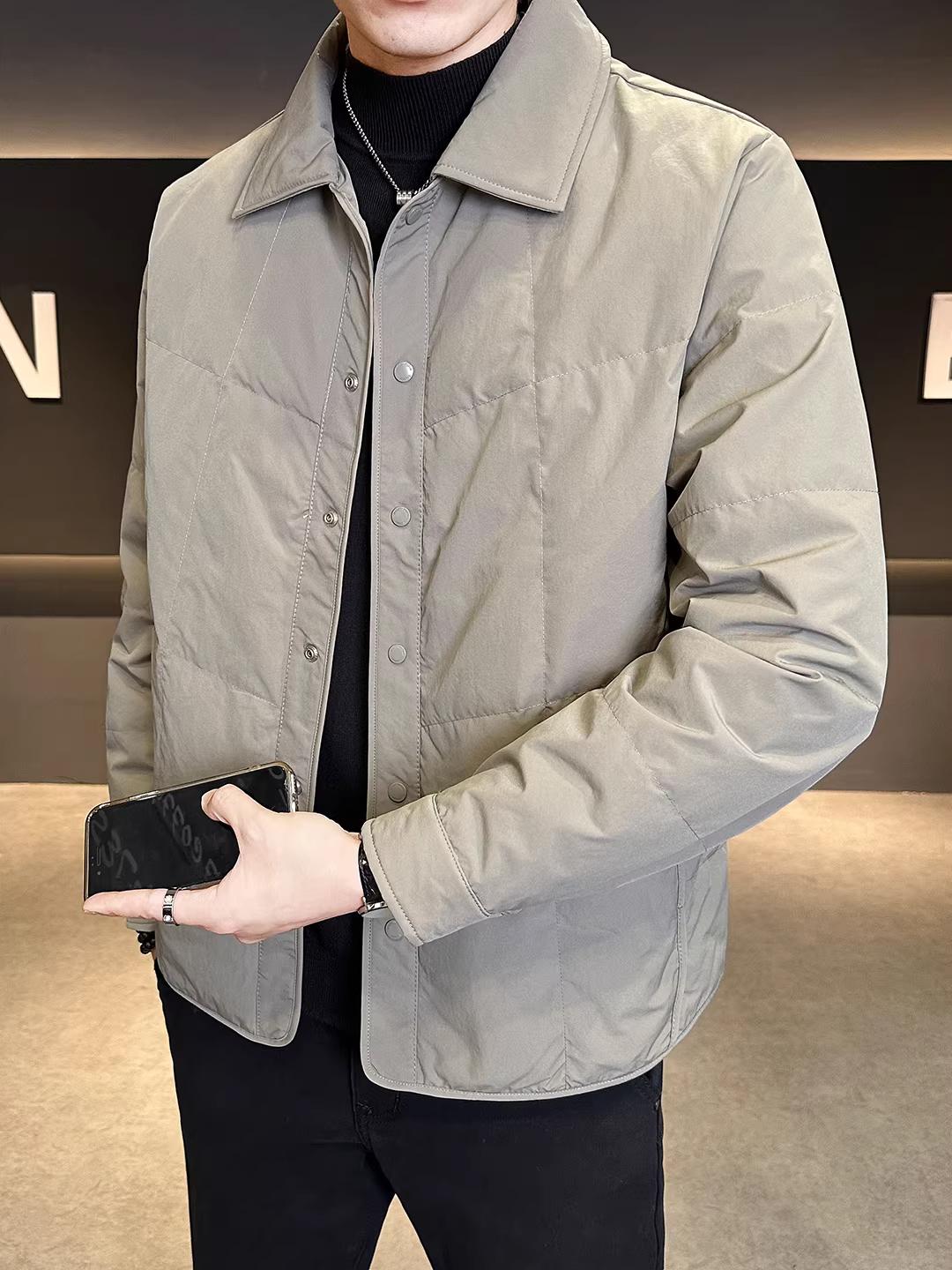Áo khoác phao nhẹ cao cấp tiêu chuẩn quốc gia 90%, dành cho nam, kiểu mới mùa đông 2025, dáng nhẹ, cổ trụ, áo khoác ngắn.
