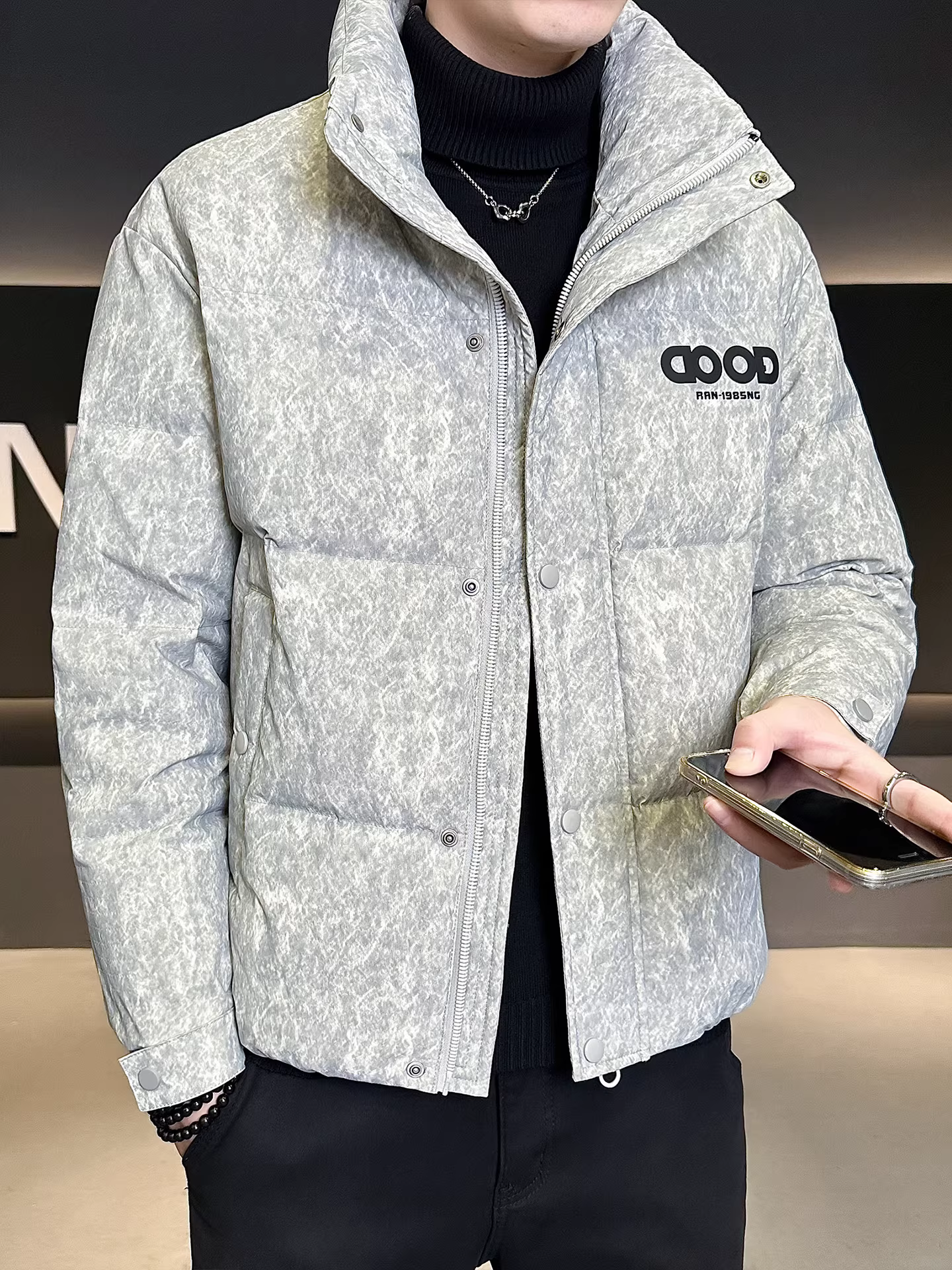 Áo khoác phao nhẹ dành cho nam, mùa đông 2025, kiểu dáng thời trang cao cấp mới, thiết kế đa năng, ấm áp