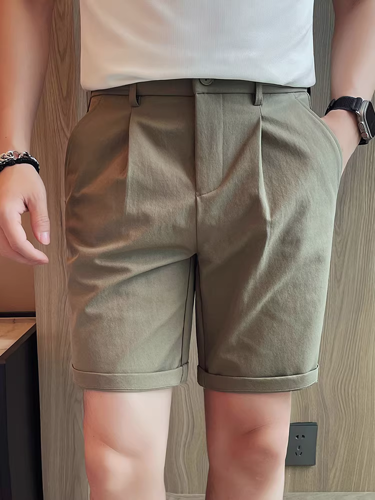 Quần short nam lưng thun bán co giãn, kiểu dáng mỏng mùa hè, cảm giác cao cấp, thoải mái, thoáng khí, thời trang, quần dài năm điểm đa năng.