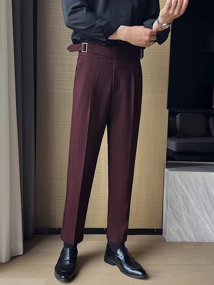 Quần âu nam Naples cạp cao, kiểu dày mùa thu đông, phong cách công sở lịch lãm, đa năng, cao cấp, dáng ôm vừa vặn.