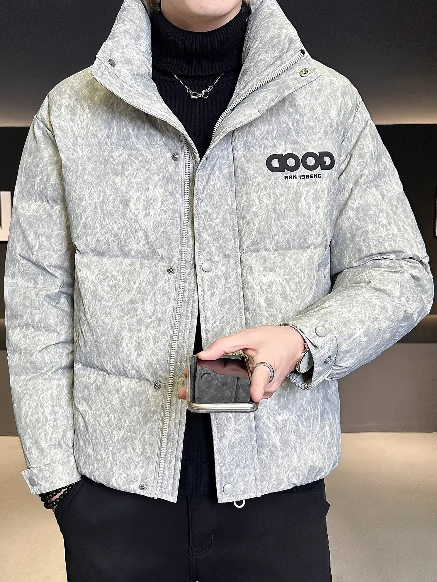 Áo khoác phao nhẹ dành cho nam, mùa đông 2025, kiểu dáng thời trang cao cấp mới, thiết kế đa năng, ấm áp