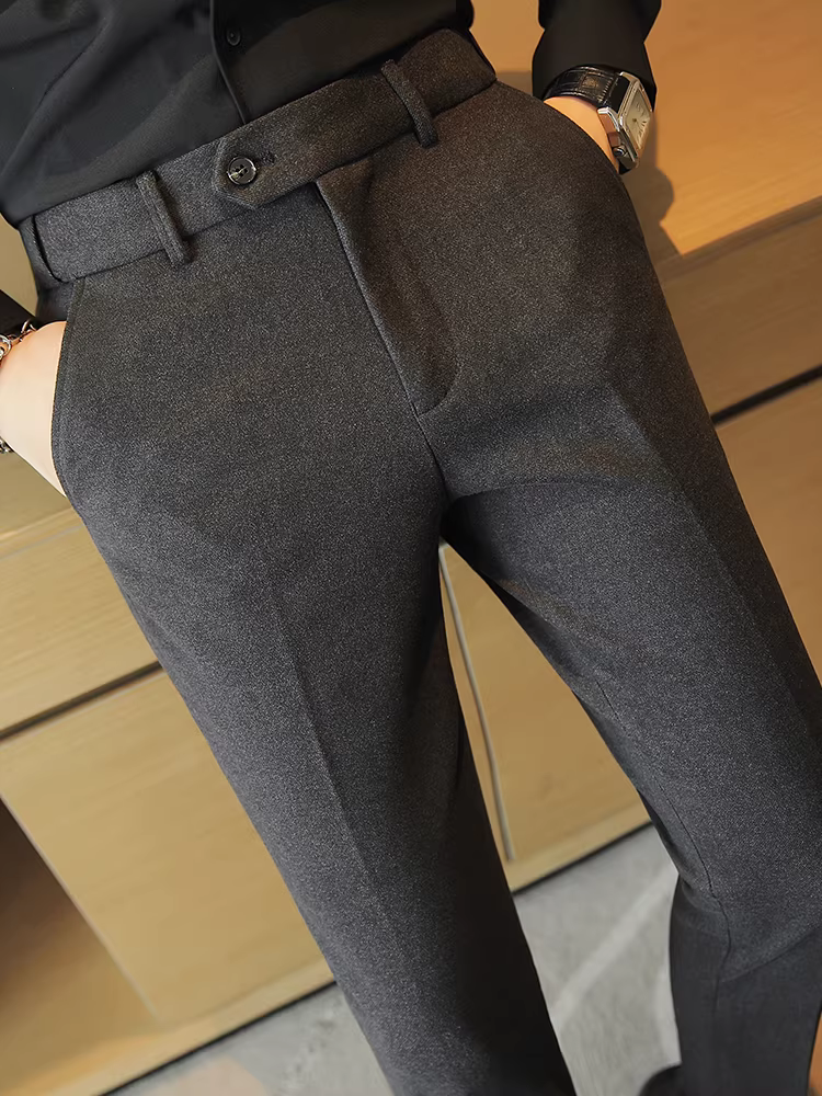 Quần len nam, dáng ôm, thu đông, chất liệu len chải dày, cao cấp, thời trang, sành điệu, quần dài thường ngày