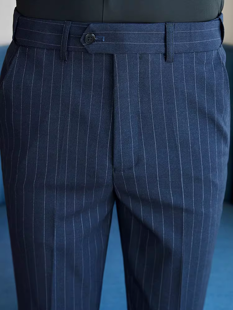 Quần âu nam lưng thun kẻ sọc, quần âu cao cấp, quần âu công sở dáng ôm thời trang, chống nhăn