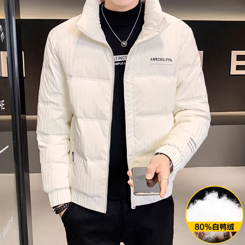 Áo khoác nam kẻ sọc, mùa đông 2025, kiểu dáng mới thời thượng, bán chạy, ngắn, ôm dáng, nhẹ