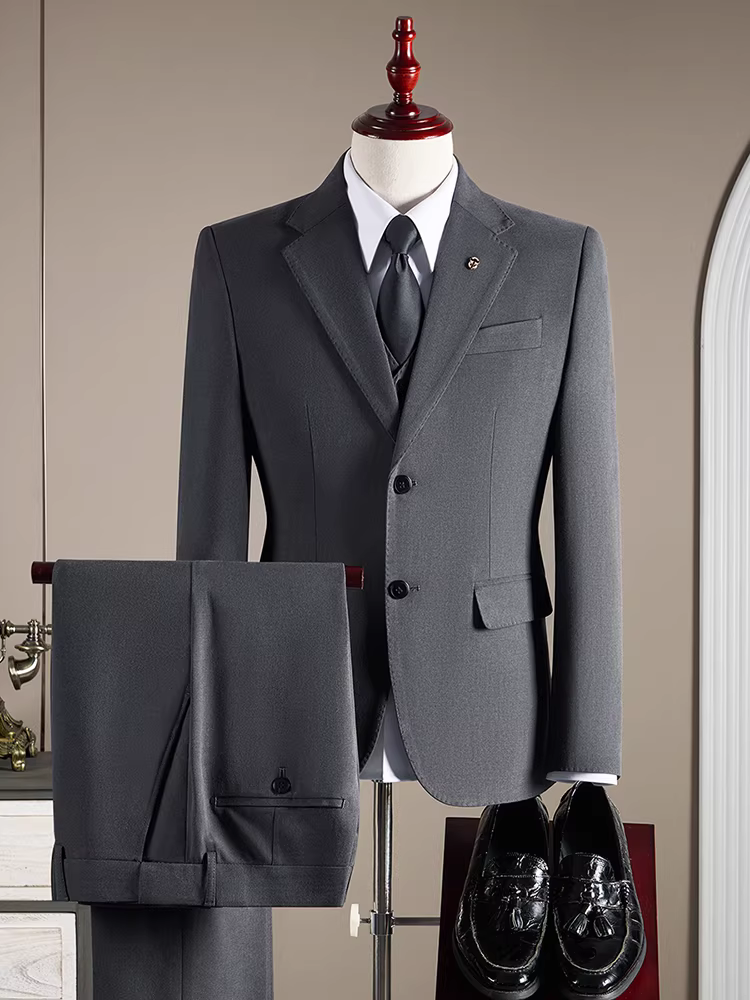 Bộ vest nam cao cấp 10% len, trang phục công sở lịch lãm, kiểu dáng ôm body, size lớn, vest chú rể cưới, bộ ba món