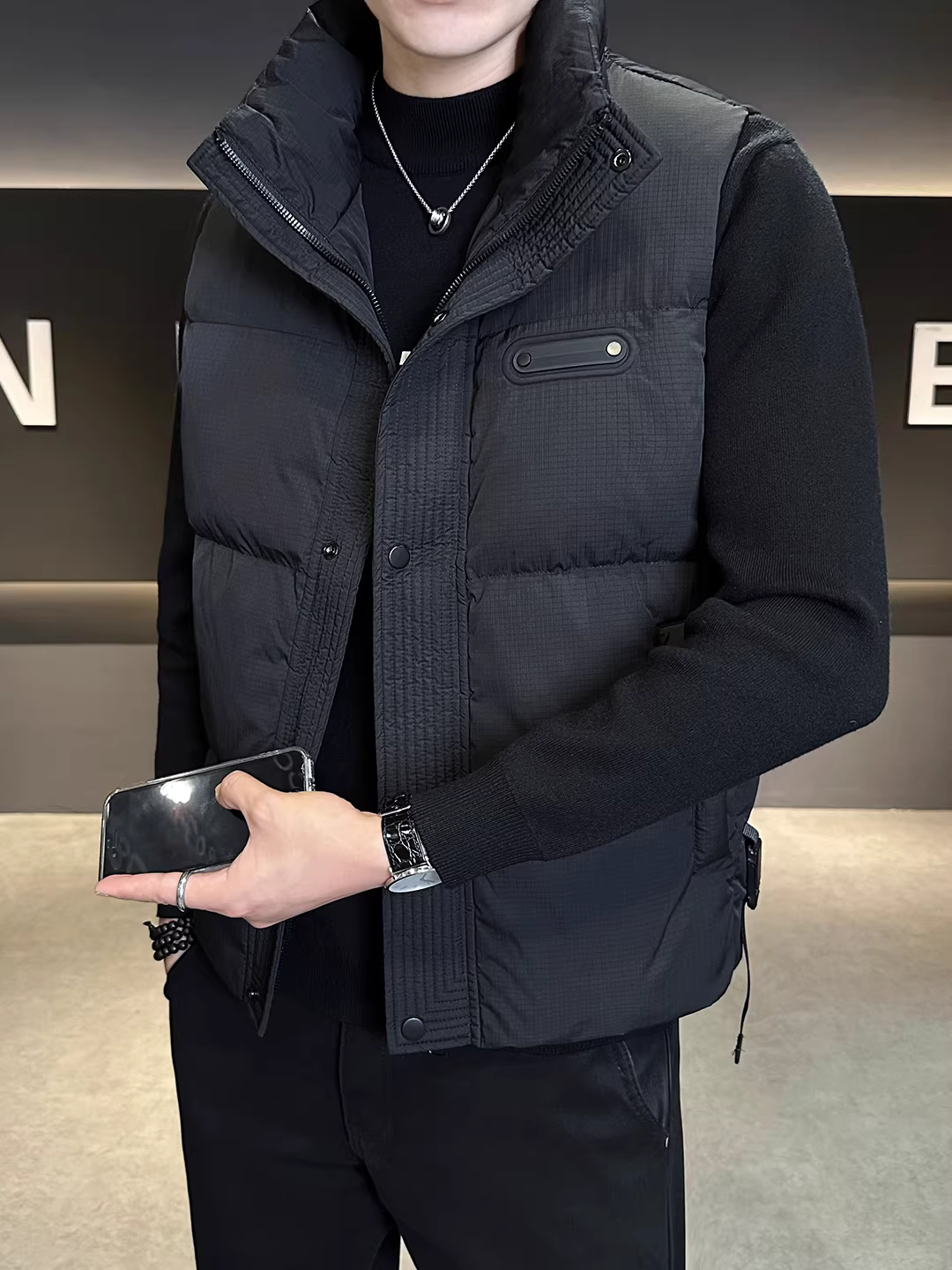 Áo vest nam mùa thu đông kiểu dáng mới chất lượng cao thời trang dày dặn ấm áp đa năng cổ đứng áo vest ngắn