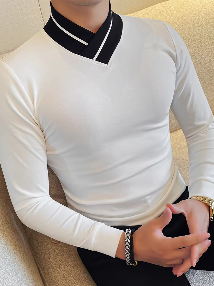 Áo thun nam cổ lọ nửa cao thiết kế thời trang thu đông 2025 chất lượng cao, ôm body, co giãn, tay dài