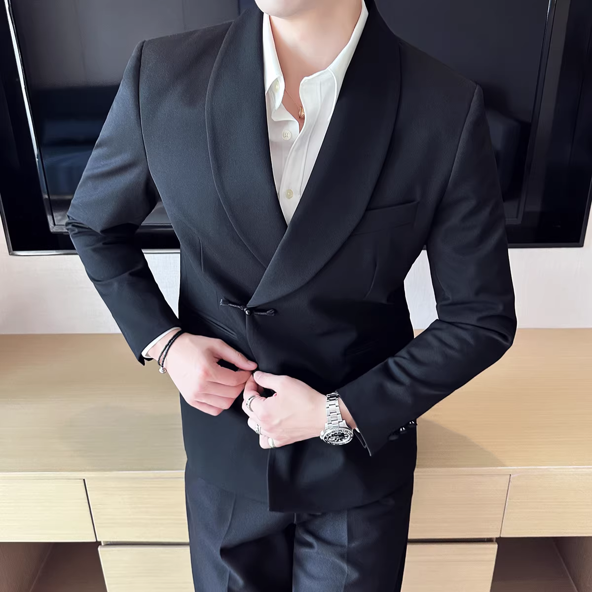 Áo khoác vest nam kiểu Trung Quốc, trang phục công sở lịch sự cao cấp, bộ vest phong cách Anh quốc đẹp trai dành cho tiệc chiêu đãi