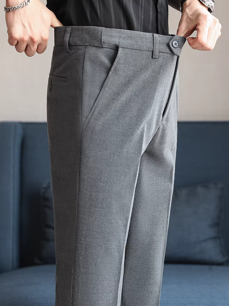 Quần âu nam lưng thun mùa thu đông, quần âu lót lông mềm mại, quần âu công sở cao cấp dáng ôm vừa vặn, kiểu dáng thanh lịch, thích hợp đi làm.