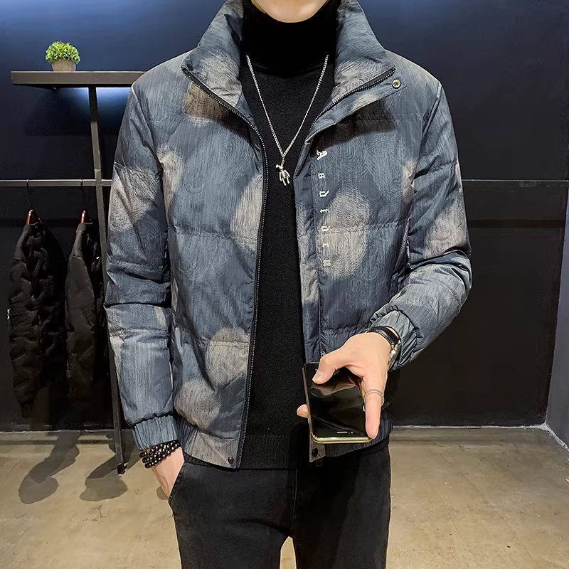 Áo khoác nhẹ dành cho nam, mẫu mùa đông mới, thương hiệu thời thượng phổ biến, áo khoác ngắn thời trang cao cấp, lông vịt trắng, quần áo mùa đông ấm áp.