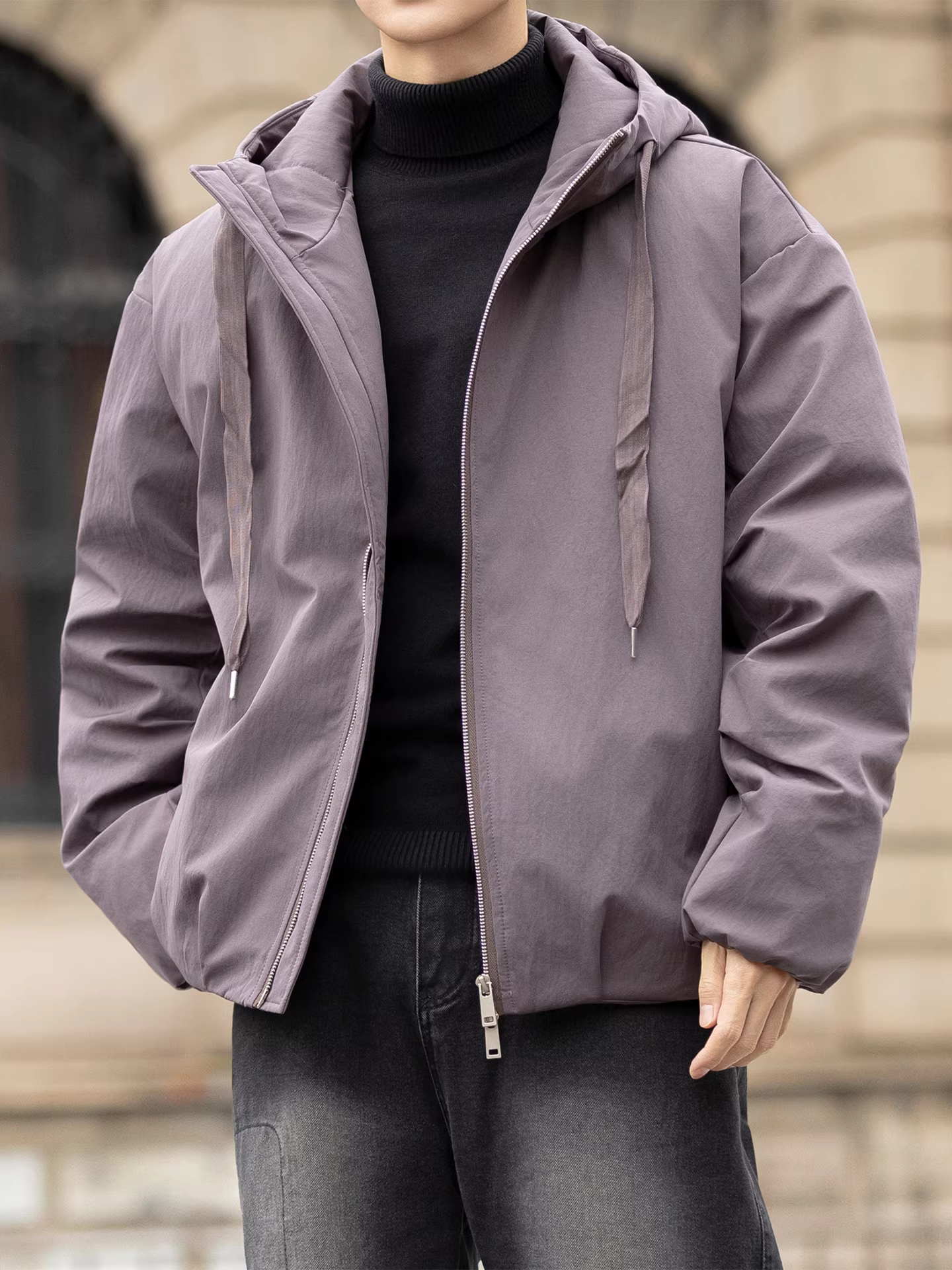 Áo khoác phao nhẹ, dáng rộng cho nam, kiểu mới mùa đông 2025, xu hướng thời trang cao cấp, áo khoác có mũ ấm áp