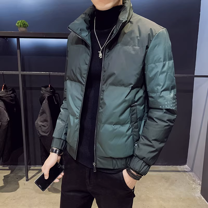 Áo khoác mùa đông nam lót bông, áo khoác bông nhẹ thời trang phổ biến, áo khoác lót bông ngắn phối màu, thương hiệu thời thượng mẫu mới 2025