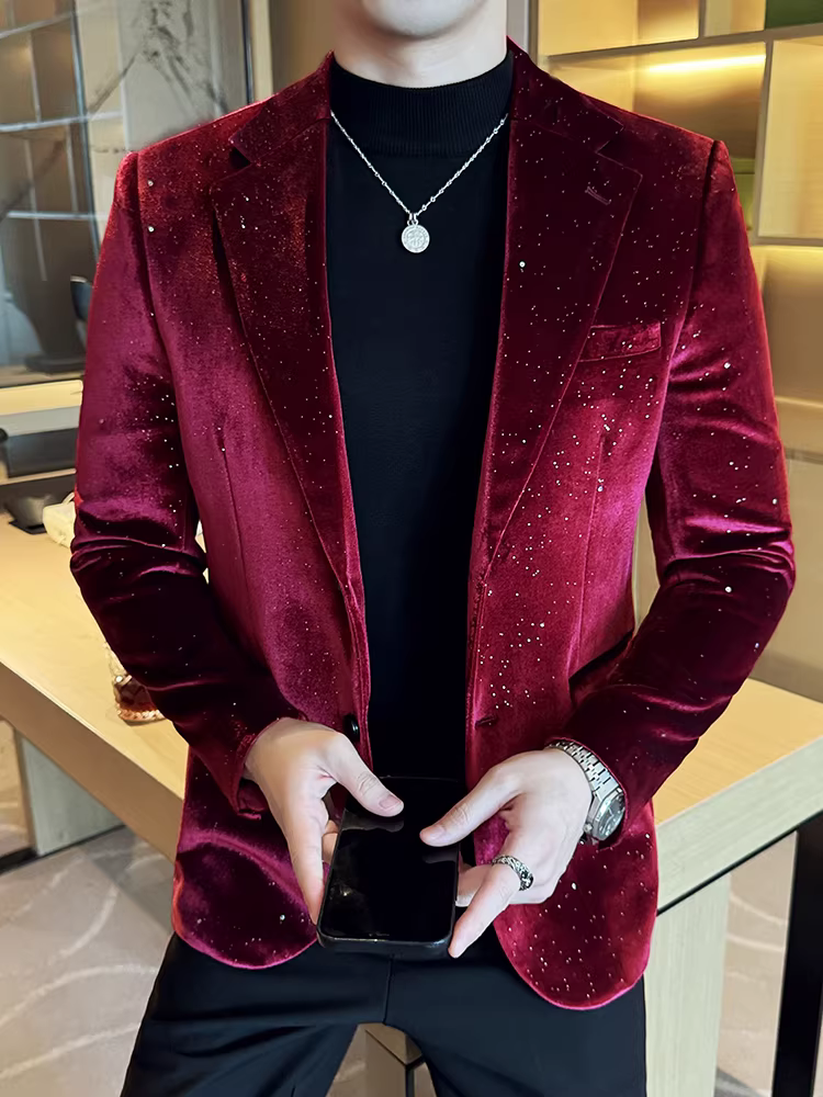 Áo vest nam chất liệu nhung tơ cao cấp, in vàng, kiểu dáng thời trang mới 2025, lịch lãm, ôm dáng, cao cấp, kiểu dáng hot trên mạng.