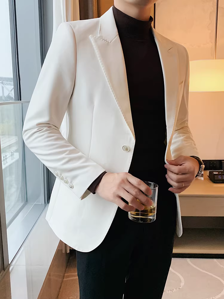 Áo vest trắng nam, kiểu mới xuân thu 2024, dáng ôm, áo đơn lịch lãm, bộ vest công sở thời thượng