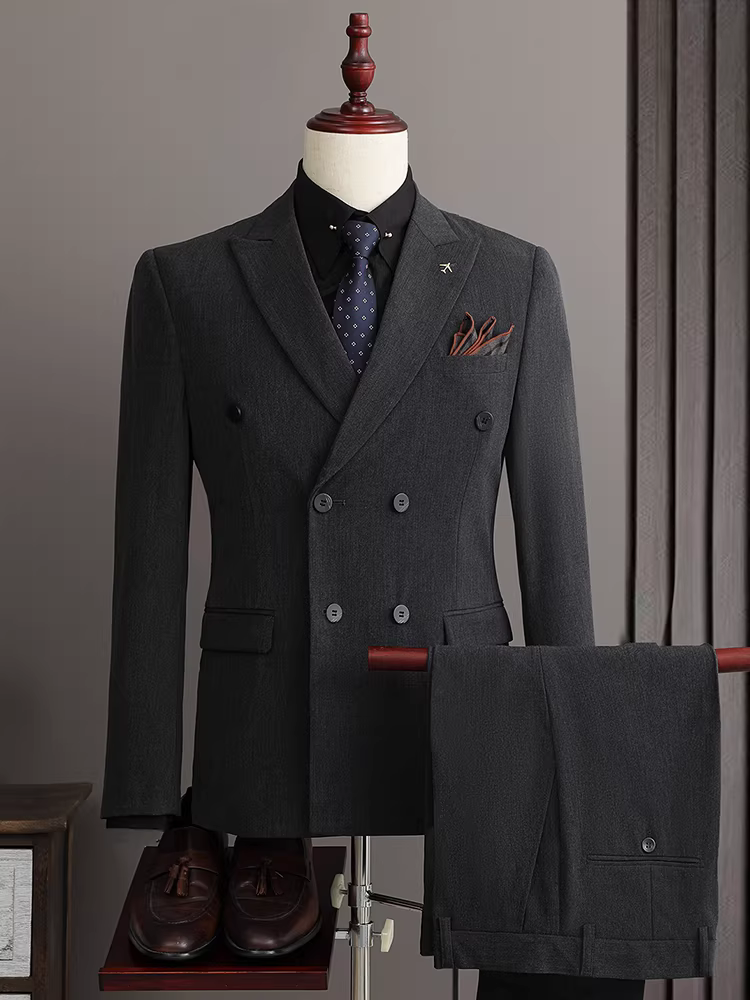 Vest nam màu trơn, hai hàng khuy, cao cấp, ôm dáng, lịch sự, không nhăn, dễ chăm sóc, trang phục công sở, vest size lớn.