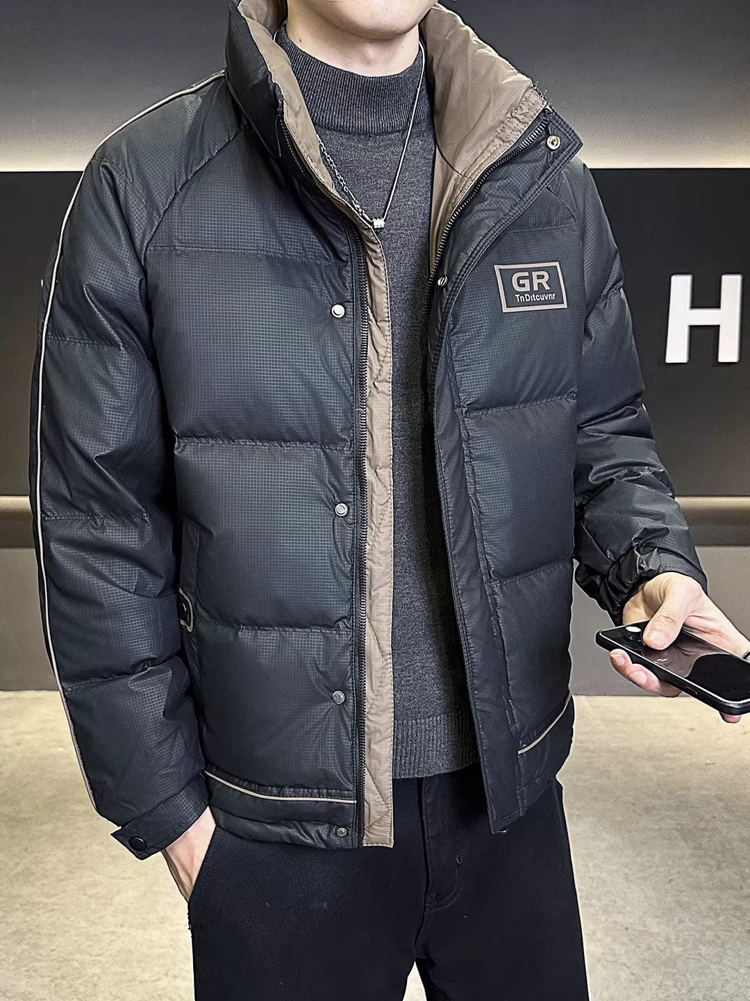 Áo khoác phao nam phối màu tiêu chuẩn quốc gia, chất lượng cao, kiểu dáng thời trang mới mùa đông 2025, áo khoác ngắn ấm áp