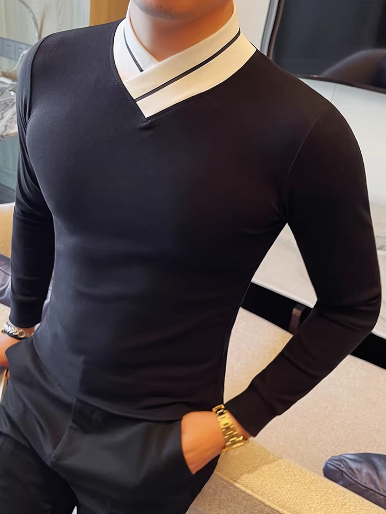 Áo thun nam cổ lọ nửa cao thiết kế thời trang thu đông 2025 chất lượng cao, ôm body, co giãn, tay dài