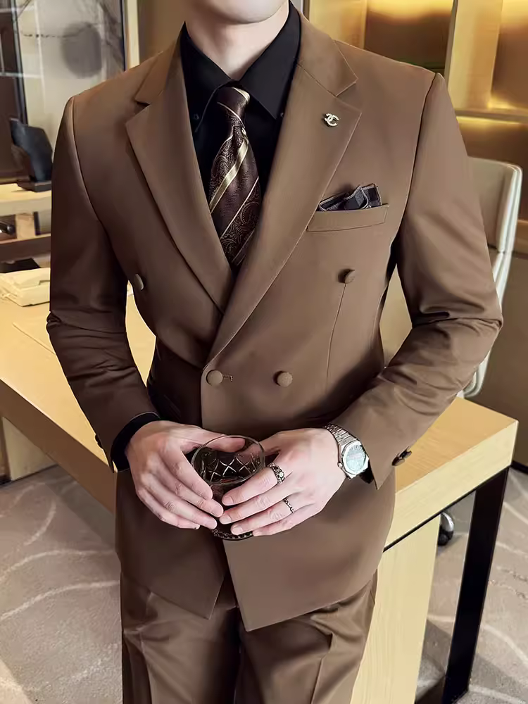 Vest nam cao cấp hai hàng khuy, trang phục công sở lịch lãm, kiểu dáng ôm body, vest cưới phong cách Anh cho chú rể