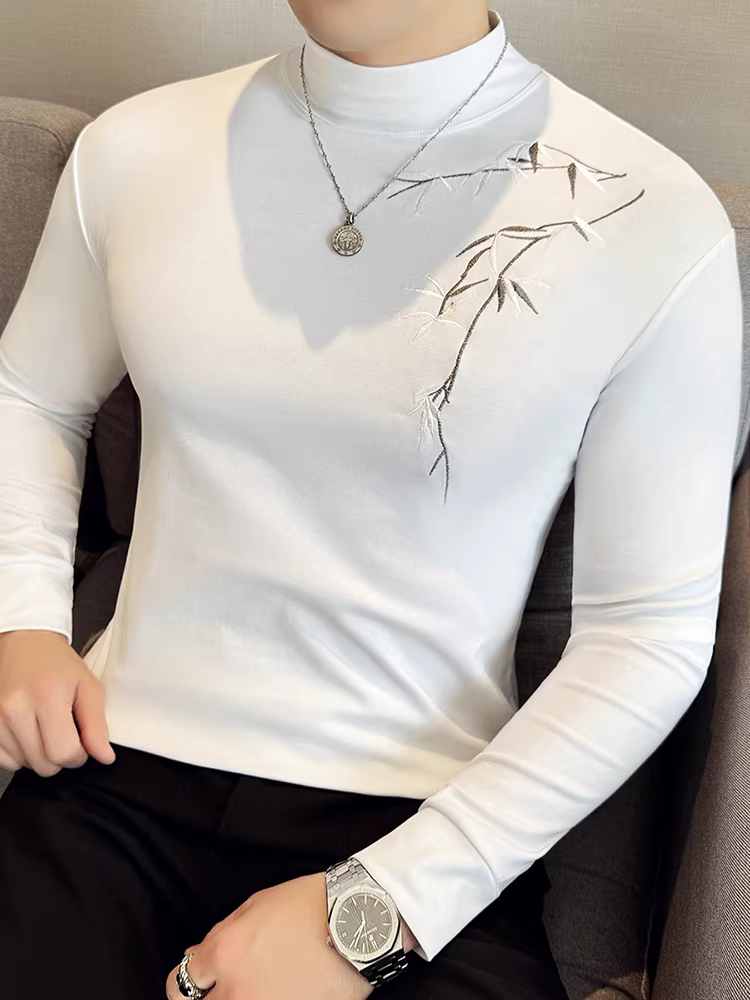 Áo thun nam cổ cao nửa cổ, tay dài, cao cấp, co giãn, ôm dáng, đa năng, sành điệu, mát mẻ, áo thun cổ trung.