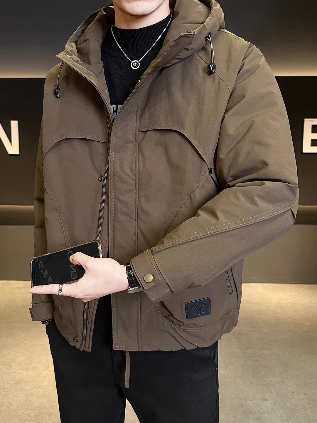 Áo khoác có mũ trùm đầu ngoài trời tiêu chuẩn quốc gia dành cho nam giới mùa đông thương hiệu hợp thời trang áo khoác bảo hộ lao động chống lạnh cao cấp