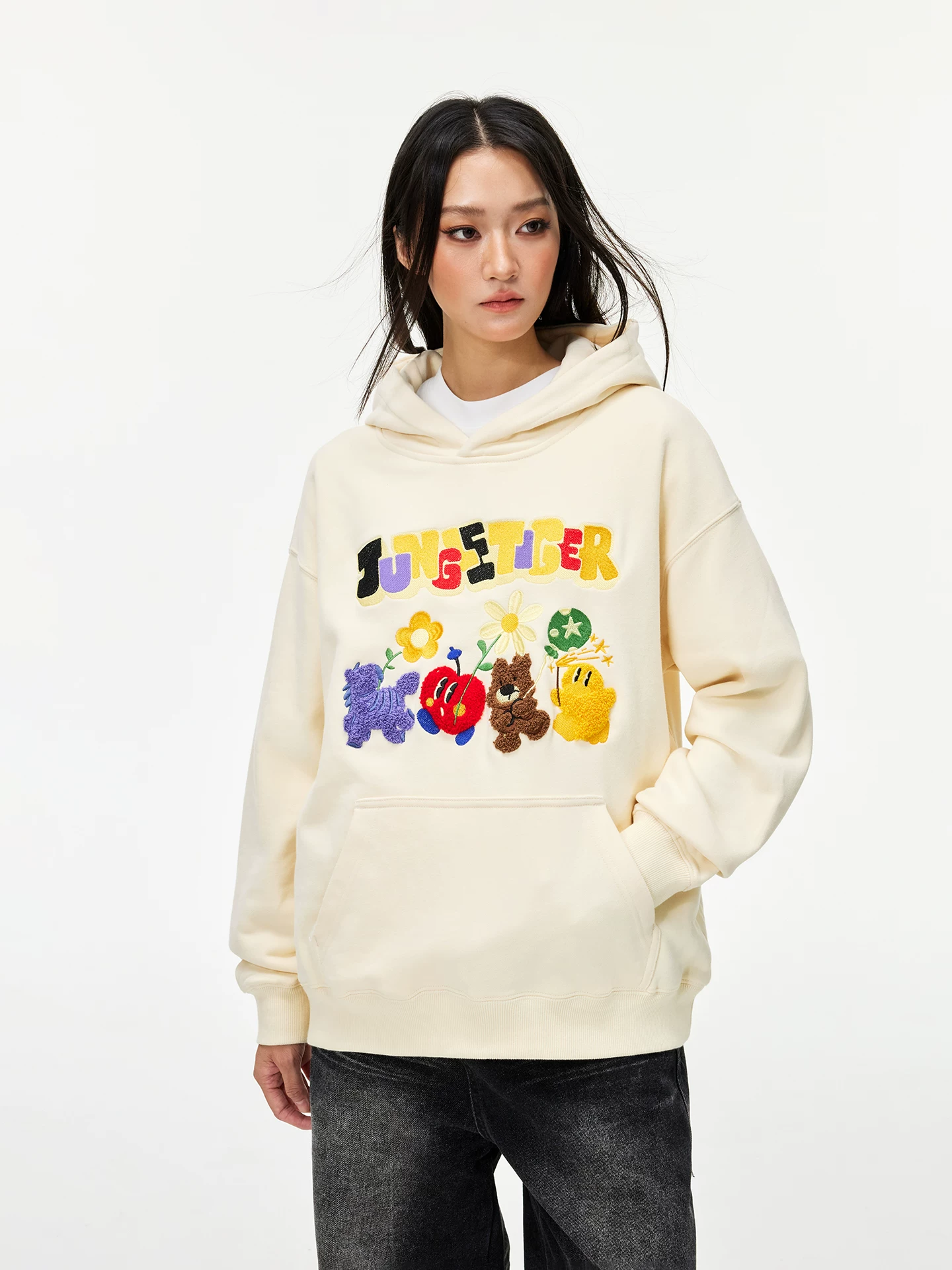 Áo hoodie thêu hình hổ rừng kiểu Mỹ, dành cho nam và nữ, áo khoác hoodie cặp đôi mùa thu mới, phong cách thường ngày