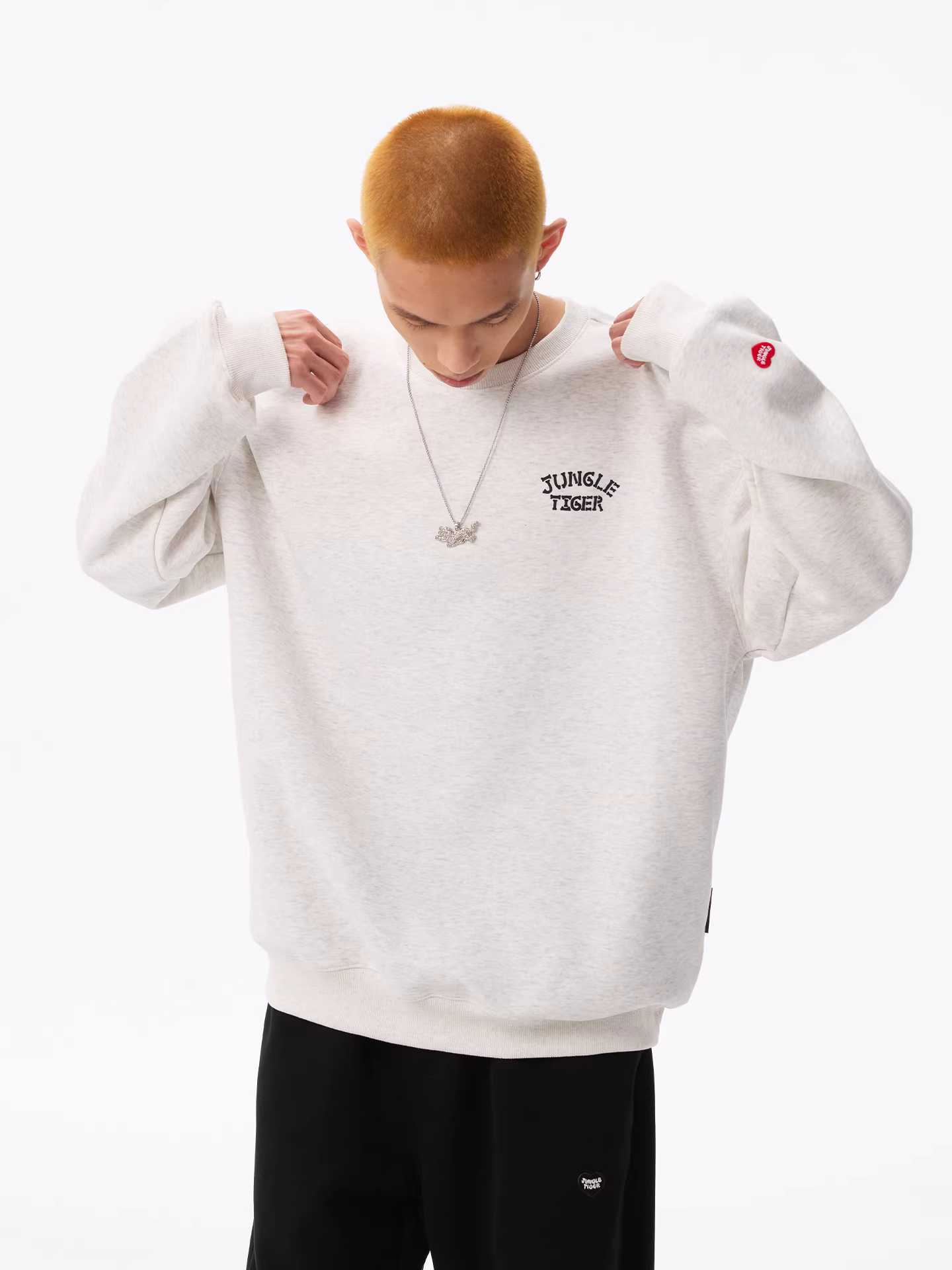 Áo thun cổ tròn dày dặn Jungle Tiger dành cho nam, mùa thu đông kiểu Mỹ cổ điển, dáng rộng, chất dày