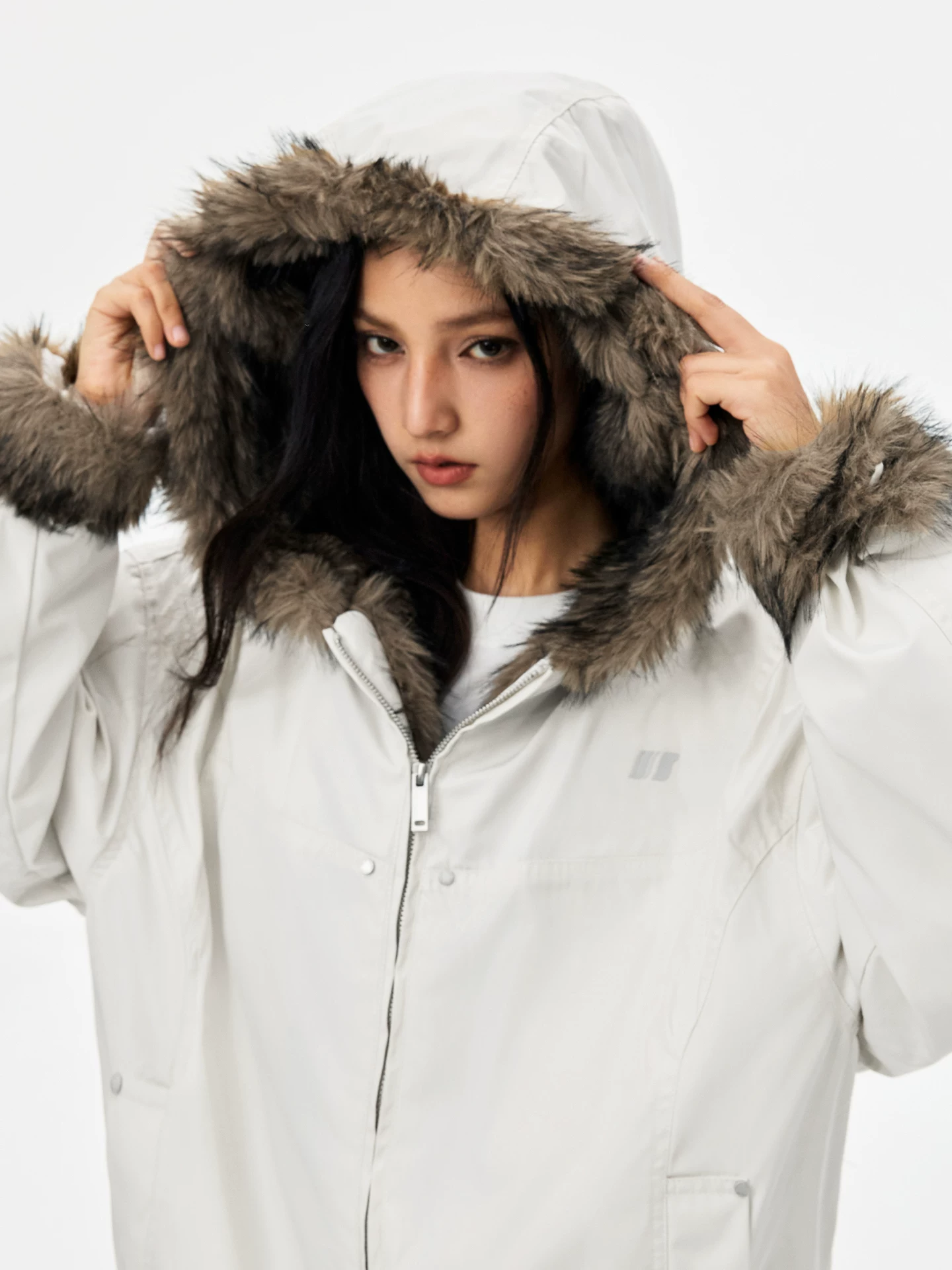 Áo khoác cotton cổ lông đại bàng mùa đông dành cho nữ, áo khoác cotton dày dặn, ấm áp, đa năng, kiểu dáng rộng rãi, thời trang dành cho nam.