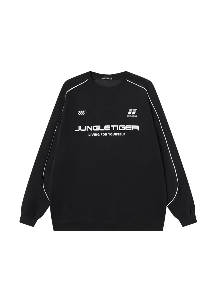 Áo nỉ cổ tròn có logo Jungle Tiger dày dặn mùa thu đông hạng nặng dáng rộng phong cách Mỹ dành cho cặp đôi dành cho nam và nữ