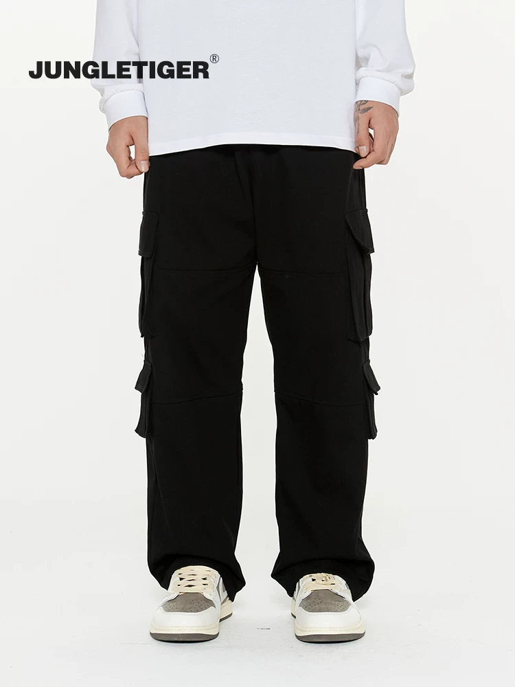 Quần áo bảo hộ lao động màu xanh quân đội Jungle Tiger, kiểu dáng thường ngày, unisex, nhiều túi, dáng thẳng, rộng rãi, thích hợp cho mùa xuân và mùa thu, quần đôi.