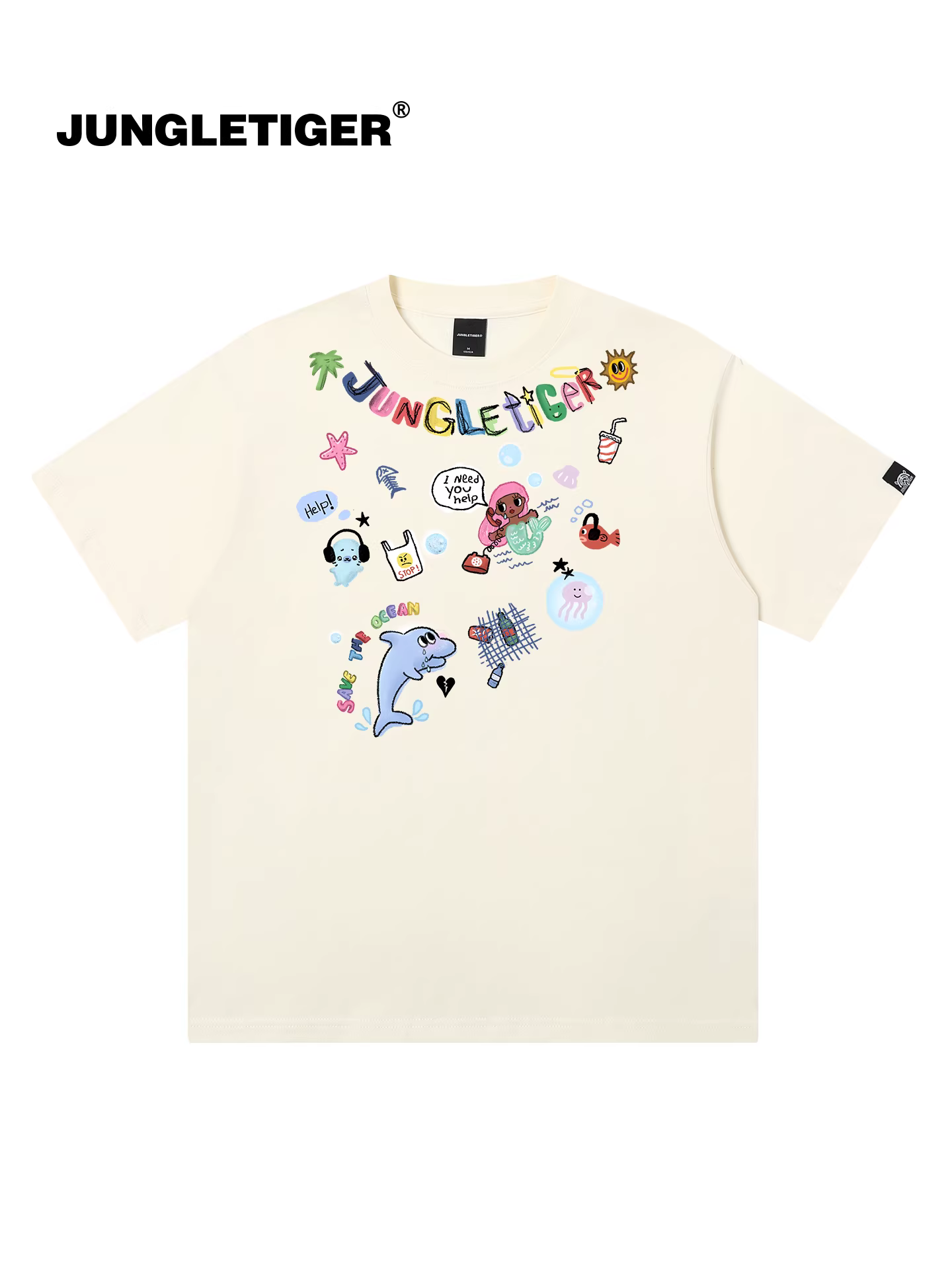 Áo thun ngắn tay họa tiết graffiti hoạt hình hổ rừng dành cho nam mùa hè 2025 phong cách Mỹ, trang phục cặp đôi, áo trắng