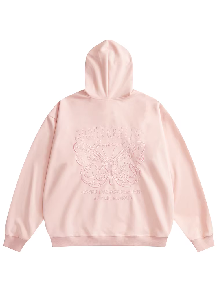 Áo hoodie có mũ trùm đầu phong cách Trung Hoa mới thêu hình bướm khóa kim loại hình hổ rừng Unisex chất liệu da lộn