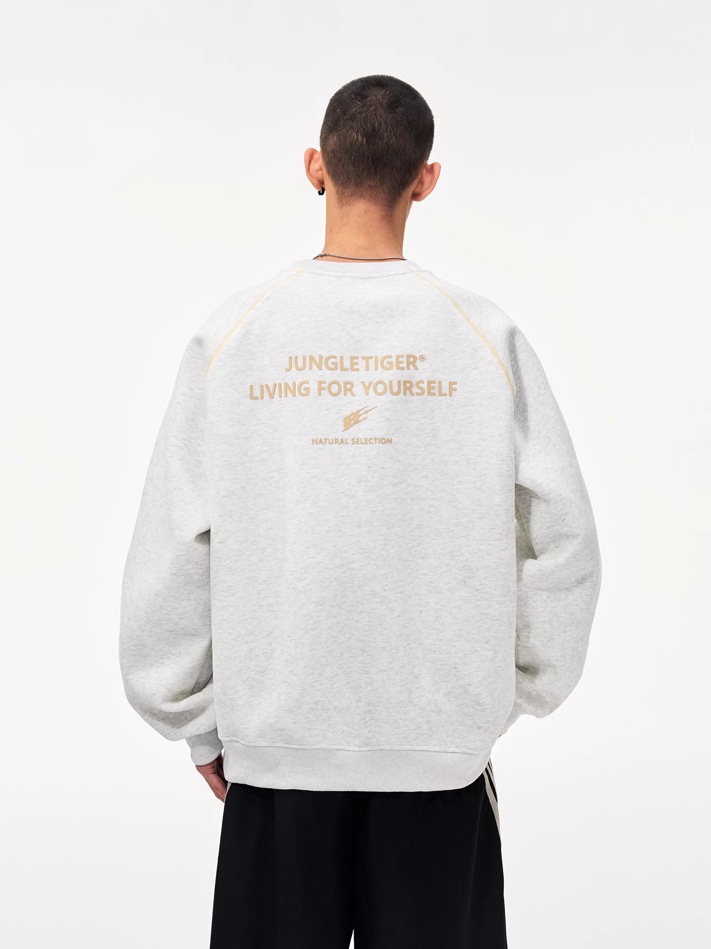 Áo thun cổ tròn họa tiết hổ rừng Mỹ Hasselblad dành cho nam 2025 Mẫu mới Thu/Đông dáng rộng chất dày dặn