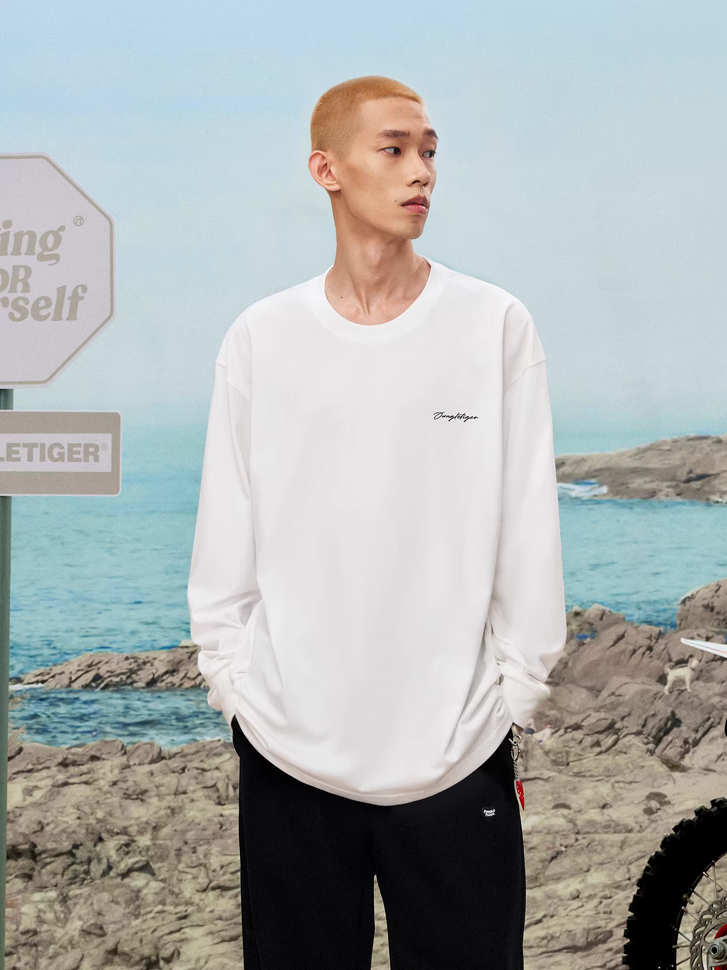 Áo thun dài tay họa tiết hổ rừng mờ ảo, phong cách đường phố Mỹ, chất liệu dày 260g, áo cặp đôi