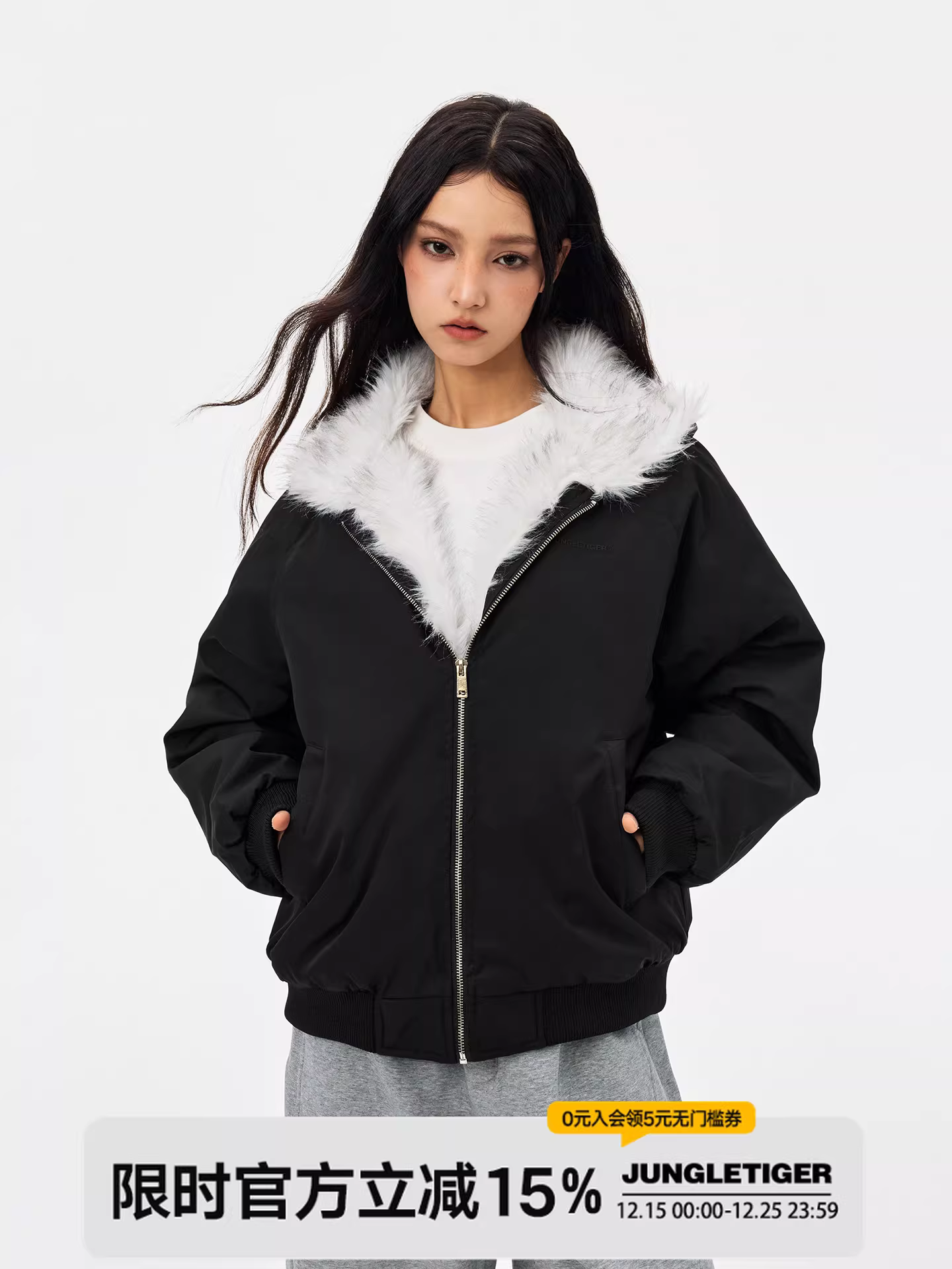 Áo khoác cotton có mũ trùm đầu phong cách Mỹ Jungle Tiger dành cho nam, áo khoác parka dày dặn mùa đông dành cho nữ