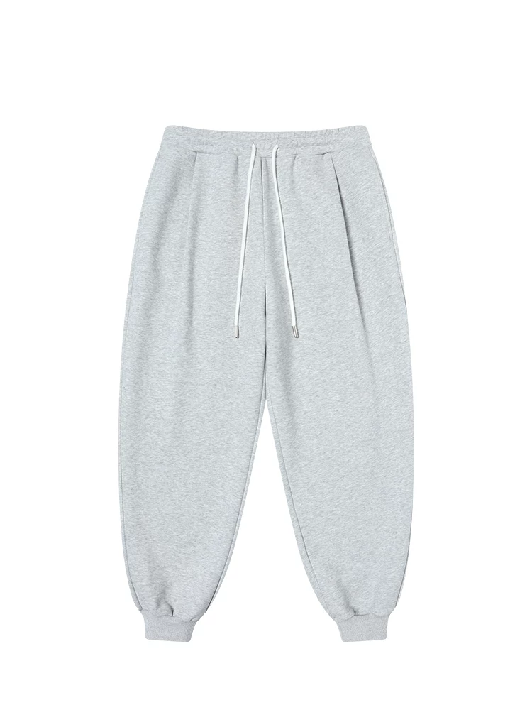 Quần jogger thể thao kiểu Mỹ chất liệu dệt kim, phong cách thường ngày dành cho nam và nữ, mẫu mới 2025, thương hiệu thời thượng, dáng rộng, màu xám, dài.