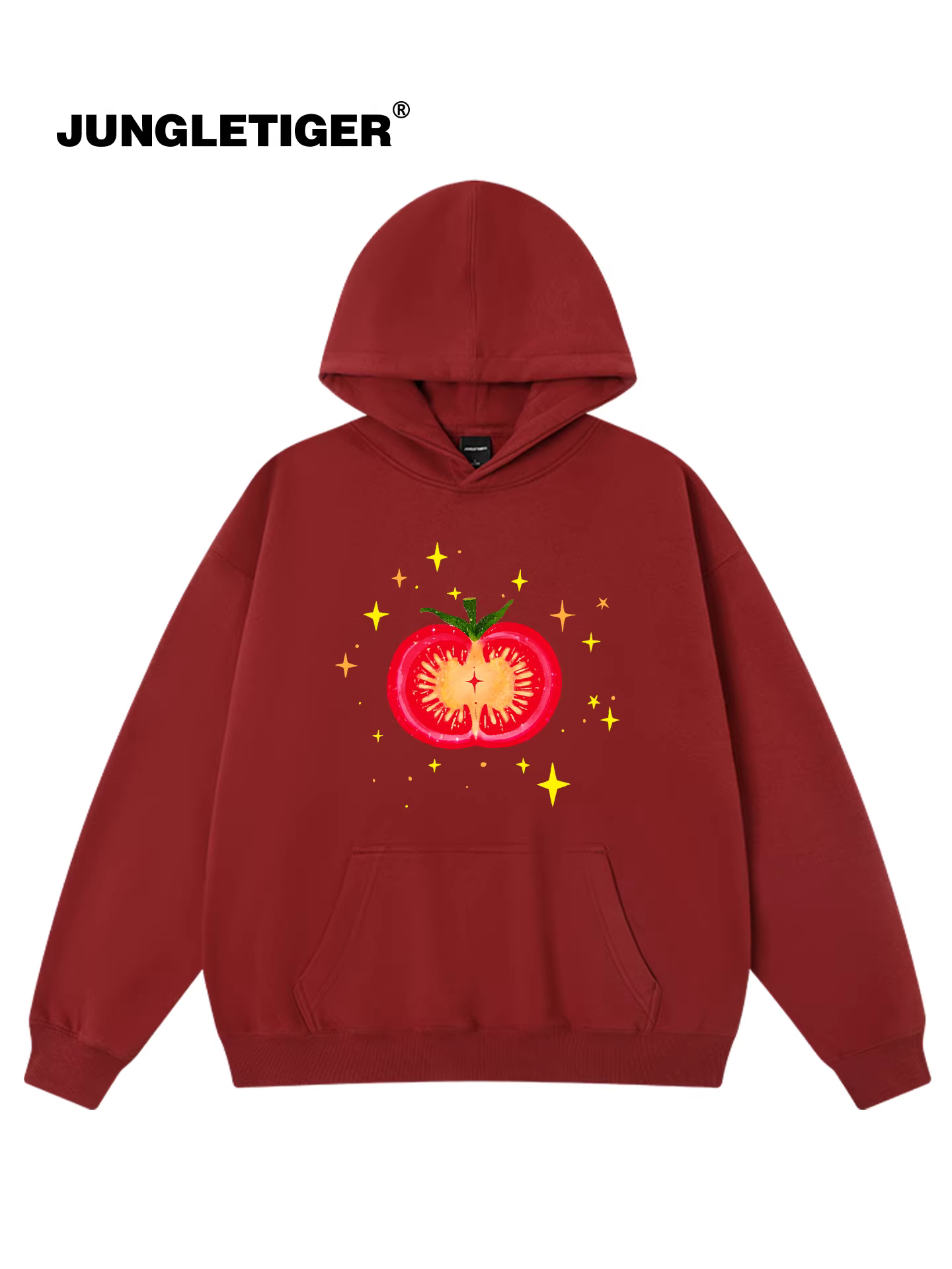 Áo hoodie Jungle Tiger & Illustrator Collaboration Fruit Tomato dành cho nam, áo dáng rộng, chất liệu nặng 420g dành cho nữ