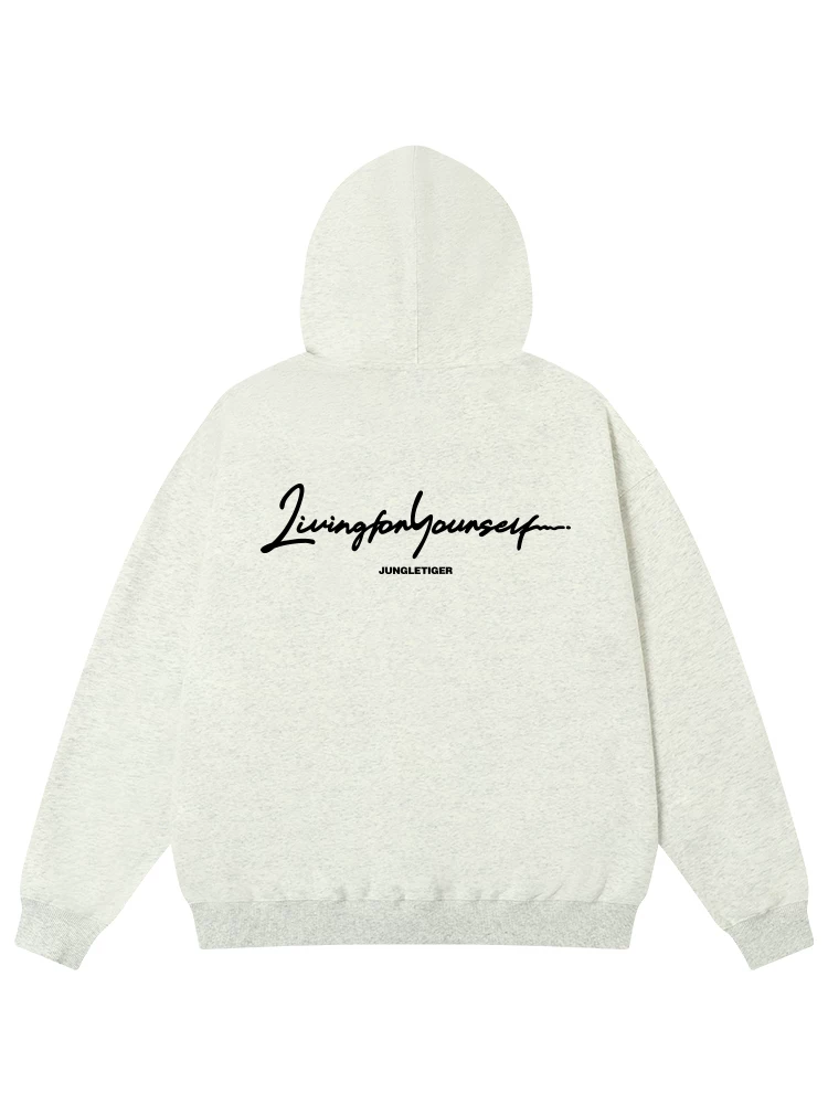 Áo hoodie in chữ kiểu Mỹ thiết kế độc quyền Jungle Tiger dành cho nam, mùa thu đông, áo khoác cardigan dày 420g dành cho cặp đôi