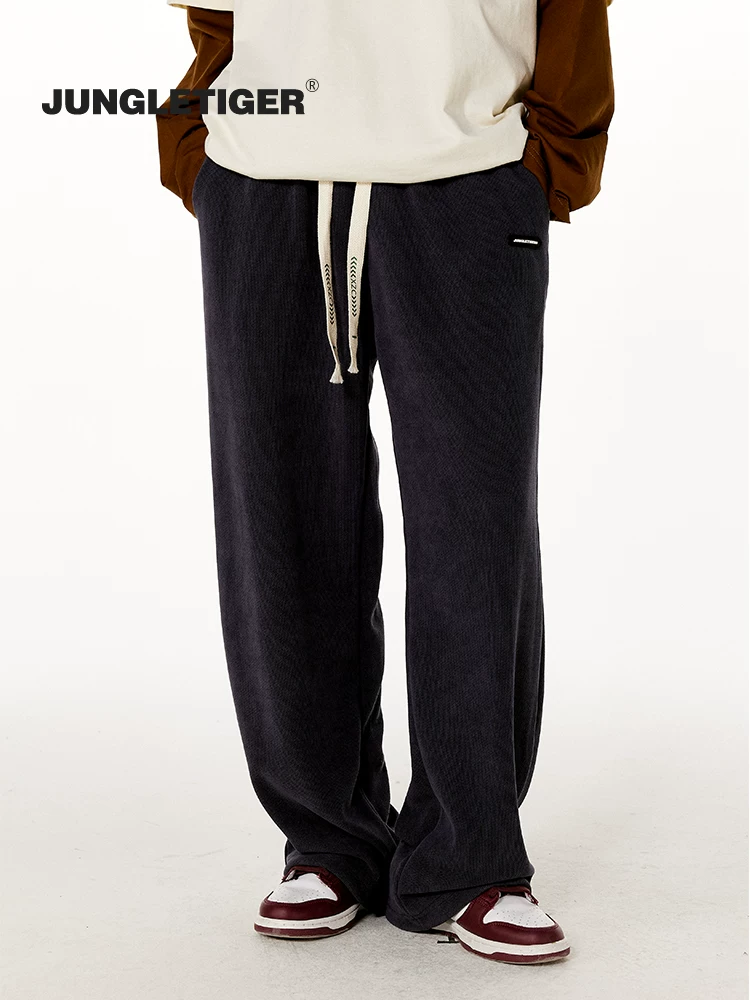 Quần dài dáng thẳng phong cách Mỹ, chất liệu mềm mại, kiểu dáng xu hướng, rộng thùng thình, màu trắng, cạp cao, quần thể thao dành cho nam