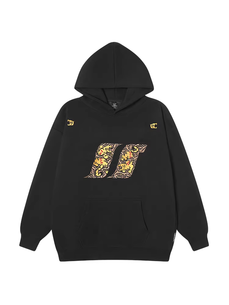 Áo khoác có mũ thêu nặng họa tiết hổ rừng quốc gia dành cho nam và nữ, mùa đông 2025, kiểu dáng rộng rãi, dành cho cặp đôi