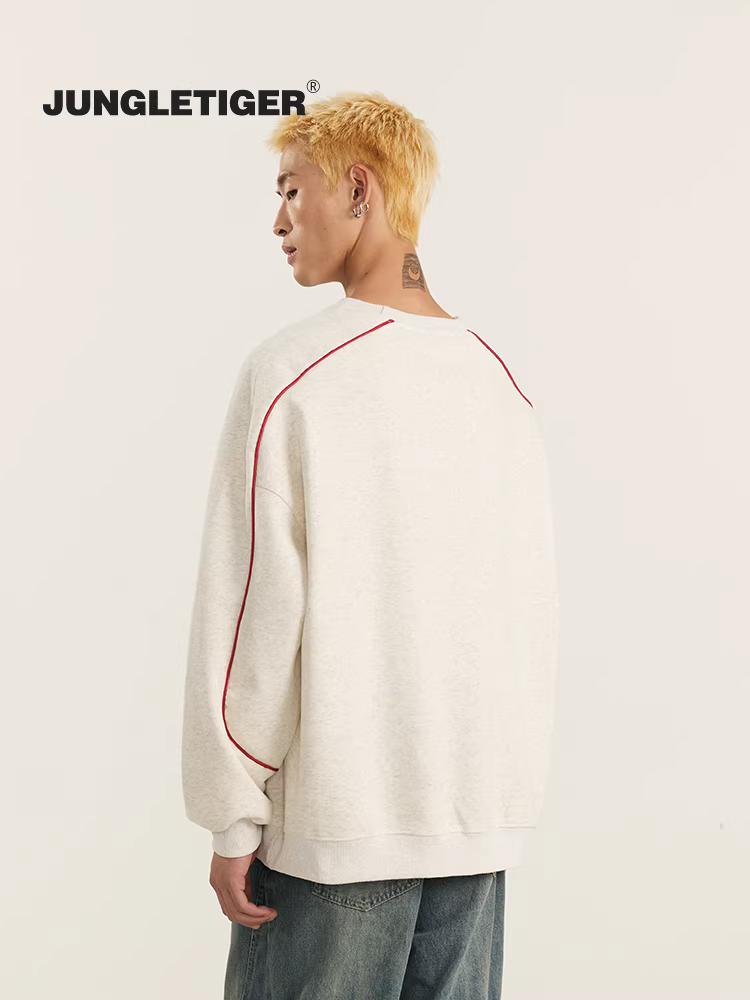 Áo nỉ cổ tròn có logo Jungle Tiger dày dặn mùa thu đông hạng nặng dáng rộng phong cách Mỹ dành cho cặp đôi dành cho nam và nữ
