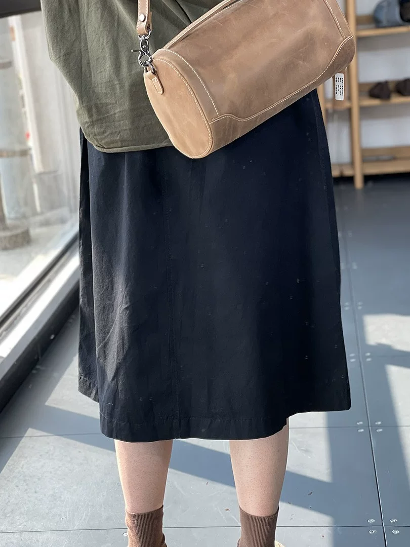 Váy cotton màu trơn phong cách Hàn Quốc, túi hộp, dáng rộng, trẻ trung, đa năng, dành cho nữ, mẫu hè mới 2026