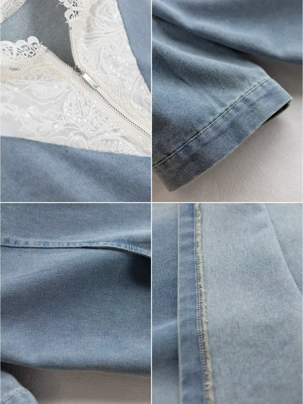 Váy denim phối ren có mũ dành cho nữ, kiểu dáng châu Âu mới mùa hè 2025, dáng rộng, size lớn, phong cách thanh lịch, thường ngày.