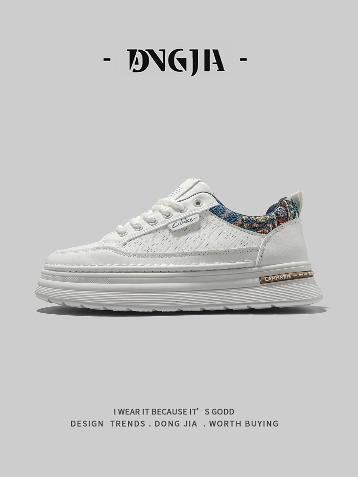 Giày nam Dongjia Qshoes xuất khẩu mùa thu mới hợp thời trang đa năng thời trang giày thể thao thông thường đế dày tăng chiều cao giày trắng