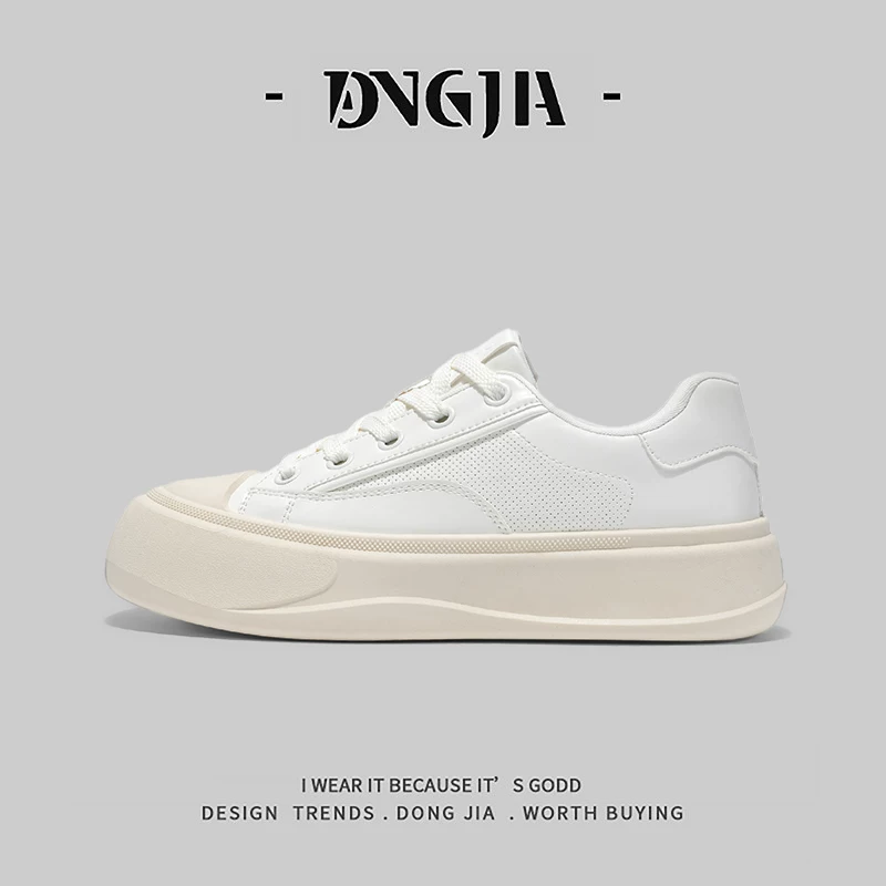 Giày nam Dongjia Qshoes xuất khẩu giày thể thao da đế dày thông thường dành cho nam mùa thu mới phong cách retro đa năng giày trắng