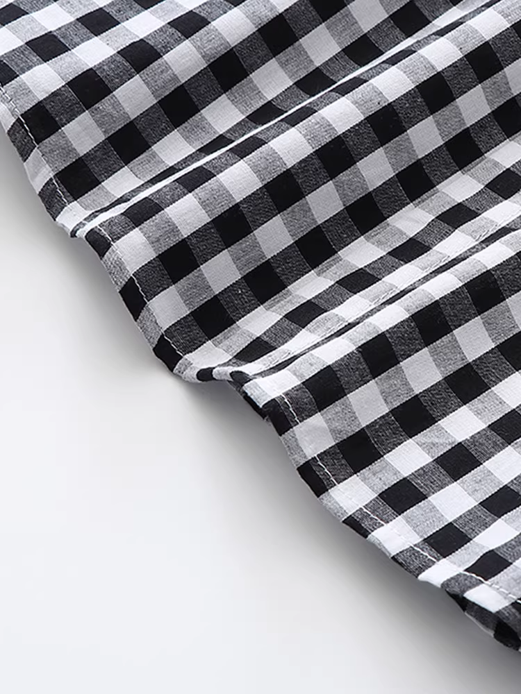 Váy kẻ caro mùa hè 2025 kiểu mới cho bé gái lớn, váy yếm thắt eo, váy giả hai mảnh có dây đeo cho trẻ em