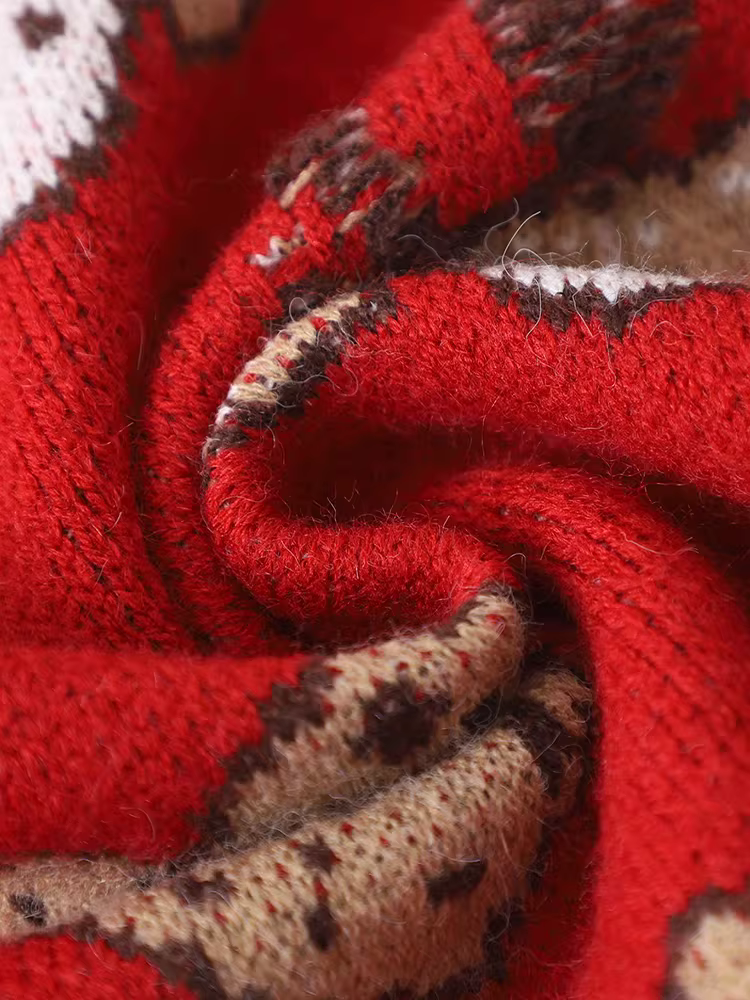 Áo len nữ cho bé gái mùa thu đông, dày dặn, dành cho trẻ lớn, kiểu dáng thời trang và giản dị, áo len dệt kim trẻ em hợp thời trang, màu đỏ Giáng sinh.