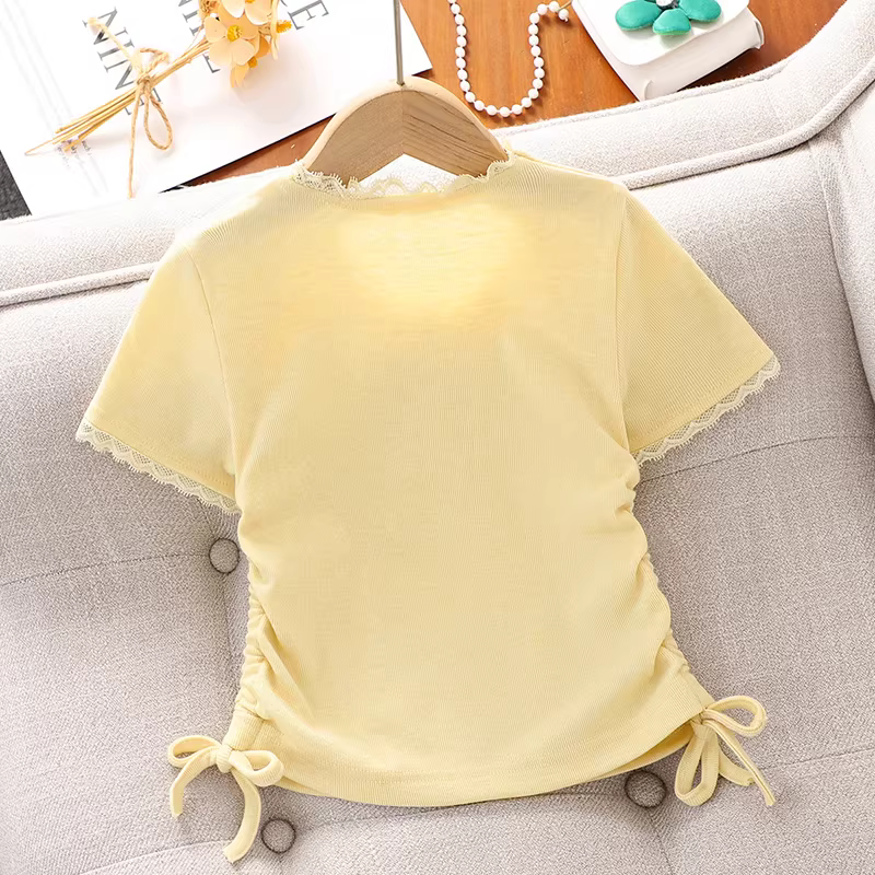 Bộ váy liền thân hè 2025 kiểu mới cho bé gái, áo thun ngắn tay tôn dáng, đầm hè cho bé gái lớn, chân váy bánh bèo